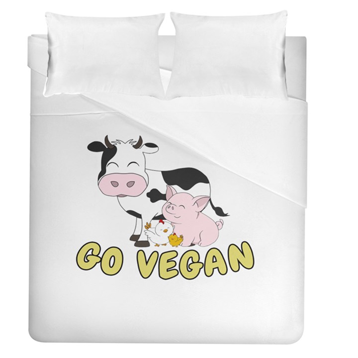 Friends Not Food - Cute Cow, Pig and Chicken Duvet Cover (Queen Size)