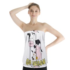 Friends Not Food - Cute Cow, Pig And Chicken Strapless Top by Valentinaart