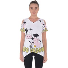 Friends Not Food - Cute Cow, Pig And Chicken Cut Out Side Drop Tee by Valentinaart