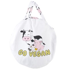 Friends Not Food - Cute Cow, Pig And Chicken Giant Round Zipper Tote by Valentinaart