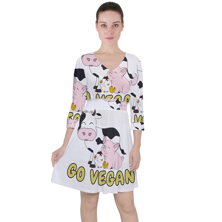 Friends Not Food - Cute Cow, Pig and Chicken Ruffle Dress