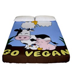 Friends Not Food - Cute Cow, Pig And Chicken Fitted Sheet (california King Size) by Valentinaart