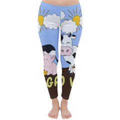 Friends Not Food - Cute Cow, Pig And Chicken Classic Winter Leggings by Valentinaart