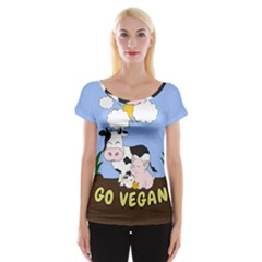 Friends Not Food - Cute Cow, Pig And Chicken Cap Sleeve Tops by Valentinaart