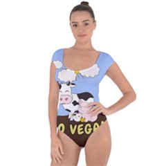 Friends Not Food - Cute Cow, Pig And Chicken Short Sleeve Leotard  by Valentinaart