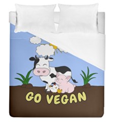 Friends Not Food - Cute Cow, Pig And Chicken Duvet Cover (queen Size) by Valentinaart