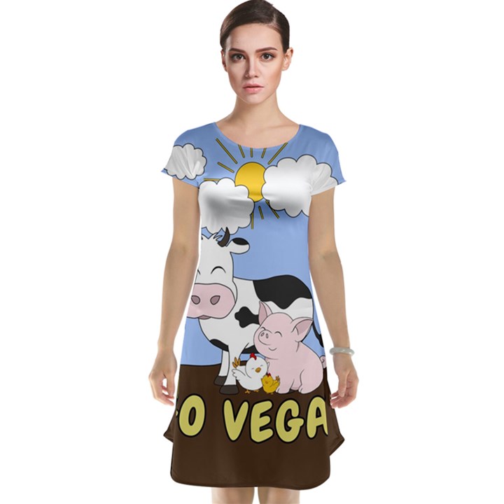 Friends Not Food - Cute Cow, Pig and Chicken Cap Sleeve Nightdress