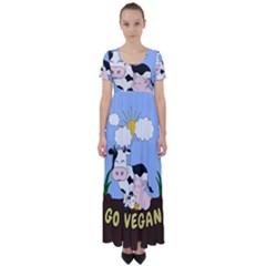 Friends Not Food - Cute Cow, Pig And Chicken High Waist Short Sleeve Maxi Dress by Valentinaart