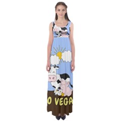 Friends Not Food - Cute Cow, Pig And Chicken Empire Waist Maxi Dress by Valentinaart