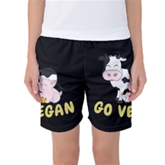 Friends Not Food - Cute Cow, Pig And Chicken Women s Basketball Shorts by Valentinaart