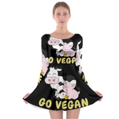 Friends Not Food - Cute Cow, Pig And Chicken Long Sleeve Skater Dress by Valentinaart