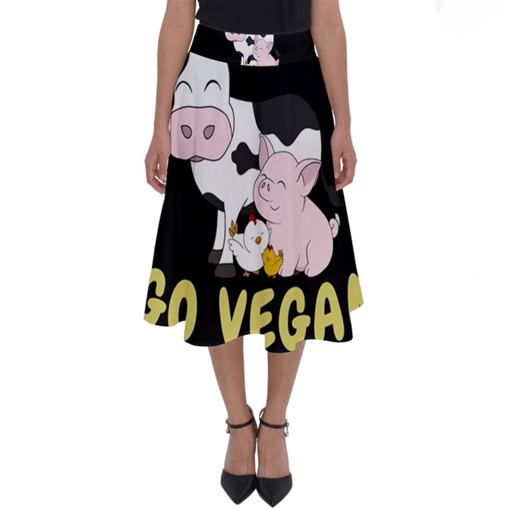 Friends Not Food - Cute Cow, Pig and Chicken Perfect Length Midi Skirt