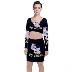 Friends Not Food - Cute Cow, Pig And Chicken Long Sleeve Crop Top & Bodycon Skirt Set by Valentinaart