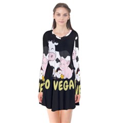 Friends Not Food - Cute Cow, Pig And Chicken Flare Dress by Valentinaart