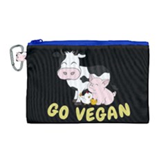 Friends Not Food - Cute Cow, Pig And Chicken Canvas Cosmetic Bag (large)