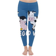 Friends Not Food - Cute Cow, Pig And Chicken Classic Winter Leggings by Valentinaart