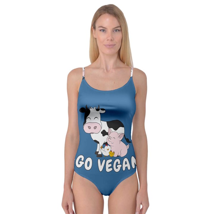 Friends Not Food - Cute Cow, Pig and Chicken Camisole Leotard 