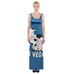 Friends Not Food - Cute Cow, Pig And Chicken Maxi Thigh Split Dress by Valentinaart