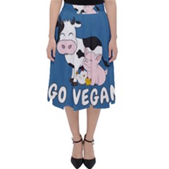 Friends Not Food - Cute Cow, Pig And Chicken Folding Skater Skirt