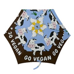 Friends Not Food - Cute Cow Mini Folding Umbrellas by Valentinaart