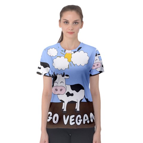 Friends Not Food - Cute Cow Women s Sport Mesh Tee by Valentinaart