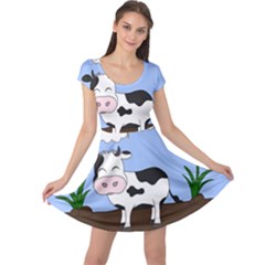 Friends Not Food - Cute Cow Cap Sleeve Dress by Valentinaart