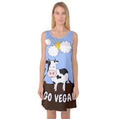 Friends Not Food - Cute Cow Sleeveless Satin Nightdress by Valentinaart