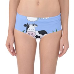 Friends Not Food - Cute Cow Mid-waist Bikini Bottoms by Valentinaart