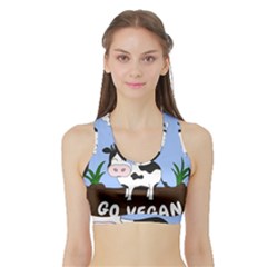 Friends Not Food - Cute Cow Sports Bra With Border by Valentinaart