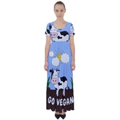 Friends Not Food - Cute Cow High Waist Short Sleeve Maxi Dress by Valentinaart