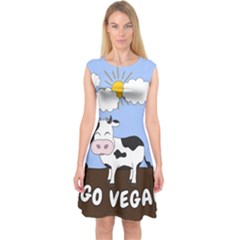 Friends Not Food - Cute Cow Capsleeve Midi Dress by Valentinaart