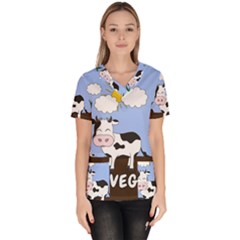 Friends Not Food - Cute Cow Scrub Top by Valentinaart