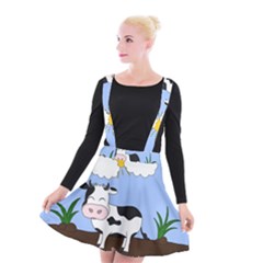 Friends Not Food - Cute Cow Suspender Skater Skirt by Valentinaart