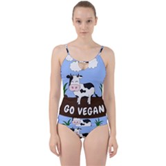 Friends Not Food - Cute Cow Cut Out Top Tankini Set by Valentinaart