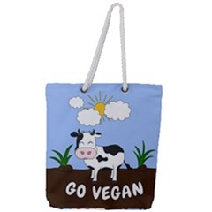 Friends Not Food - Cute Cow Full Print Rope Handle Tote (large) by Valentinaart