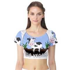 Friends Not Food - Cute Cow Short Sleeve Crop Top by Valentinaart