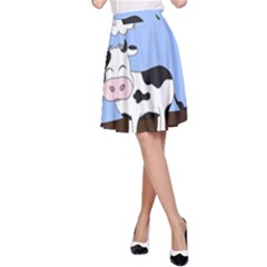 Friends Not Food - Cute Cow A-line Skirt by Valentinaart