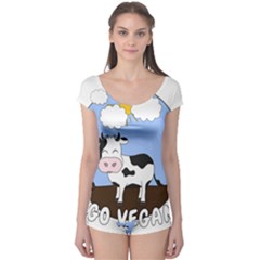 Friends Not Food - Cute Cow Boyleg Leotard  by Valentinaart