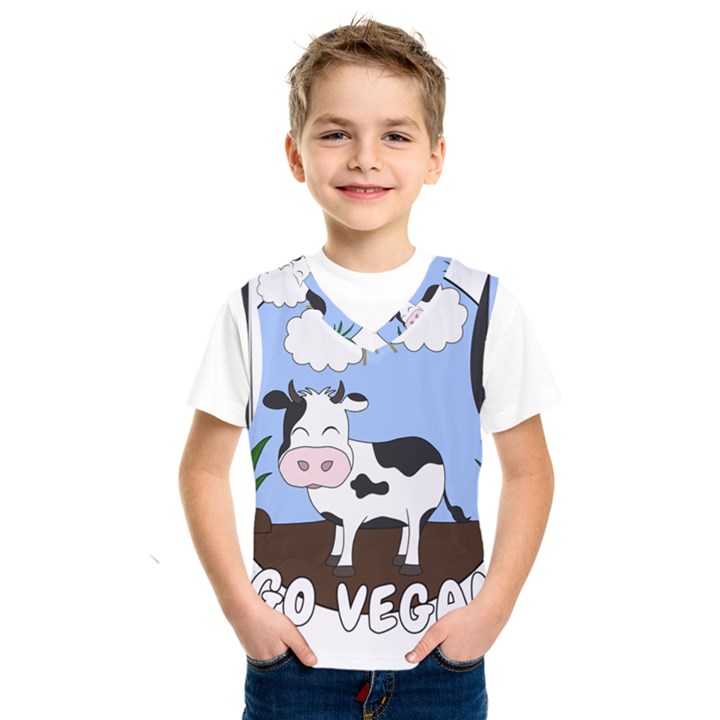 Friends Not Food - Cute Cow Kids  SportsWear