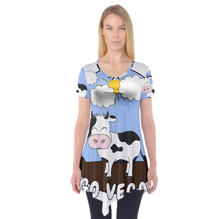 Friends Not Food - Cute Cow Short Sleeve Tunic 