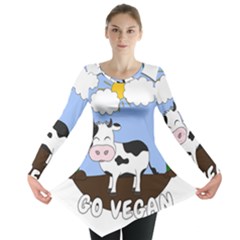 Friends Not Food - Cute Cow Long Sleeve Tunic  by Valentinaart