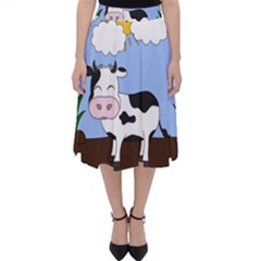 Friends Not Food - Cute Cow Folding Skater Skirt by Valentinaart