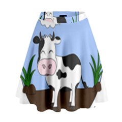 Friends Not Food - Cute Cow High Waist Skirt by Valentinaart