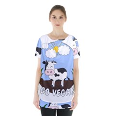 Friends Not Food - Cute Cow Skirt Hem Sports Top