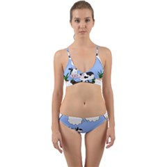 Friends Not Food - Cute Cow Wrap Around Bikini Set