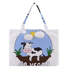 Friends Not Food - Cute Cow Medium Tote Bag by Valentinaart