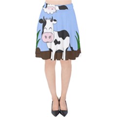 Friends Not Food - Cute Cow Velvet High Waist Skirt by Valentinaart