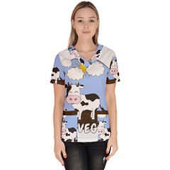 Friends Not Food - Cute Cow Scrub Top by Valentinaart