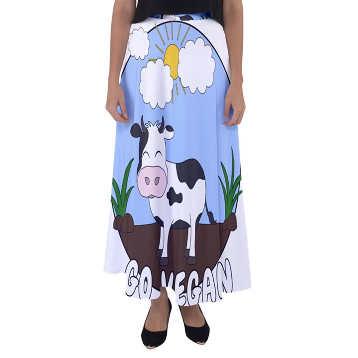 Friends Not Food - Cute Cow Flared Maxi Skirt