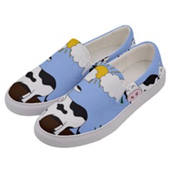 Friends Not Food - Cute Cow Men s Canvas Slip Ons by Valentinaart